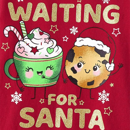 Camiseta Gráfica de Manga Larga de Navidad para Bebé y Niño Pequeño The Children's Place, Esperando a Santa, 5T