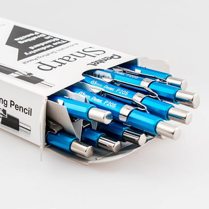 Portaminas Pentel Sharp (0.5mm), cuerpo azul metálico, caja de 12 lápices (P205MC)