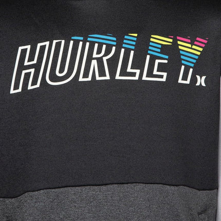 Hurley Hoodie Pullover Solaire pour garçons, Noir chiné, Grande taille