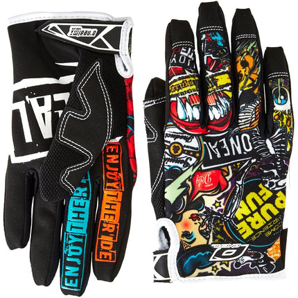 Guantes O'Neal Jump con gráficos Crank (Negro/Multicolor, Talla 11)