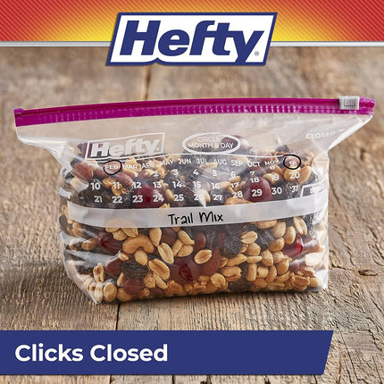 Hefty Slider Storage Calendar Bags, Half-Gallon Size, 128 Count