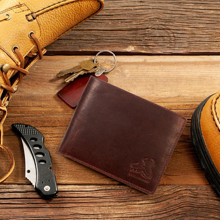 Cartera de piel con RFID para hombre, con solapa para identificación, en Vintage Buffalo Brown, Wild Heritage Burgundy, Classic