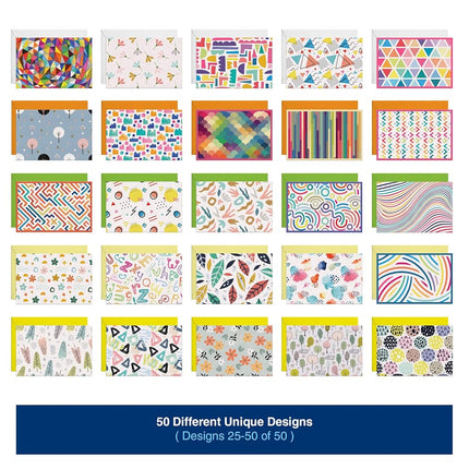 Dessie Different Blank Greeting Cards With Colored Envelopes and Gold Seals, 4x6 Inch, 50 Blank Cards