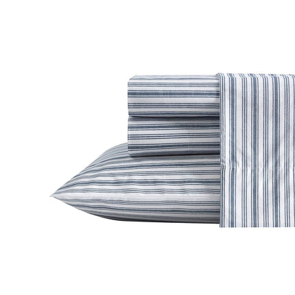 Nautica - Twin Sheets, Cotton Percale Bedding Set, Casual Home Decor (Coleridge Stripe Blue, Twin)