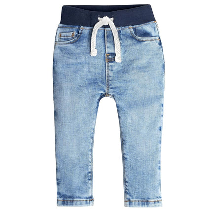 Gerber Baby Toddler Rib Waist Stretch Denim Skinny Jeans, Dark Blue Denim, 12 Months