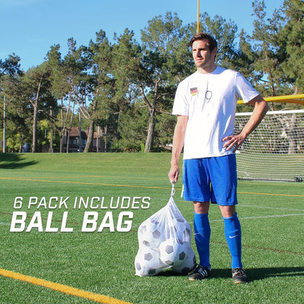 GoSports Classic Soccer Ball 6 Pack - Size 3 - with Premium Pump and Carrying Bag