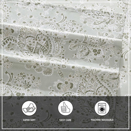Wrangler - Parure de lit pour lit jumeau, draps soyeux et légers, parure de lit de luxe Paisley, essentiels pour dortoir (Prairieland Paisley Vert)