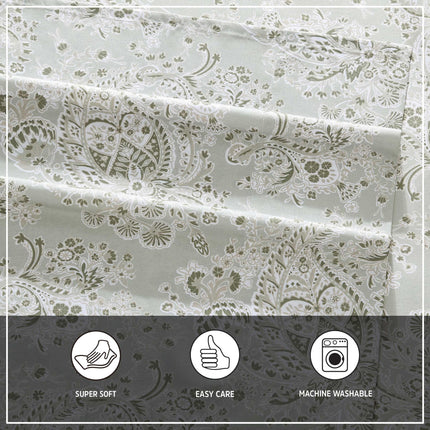 Wrangler - King Sheet Set, Silky & Lightweight Bedding Set, Paisley Home Decor, Oeko-Tex Certified (Prairieland Paisley Green, King)