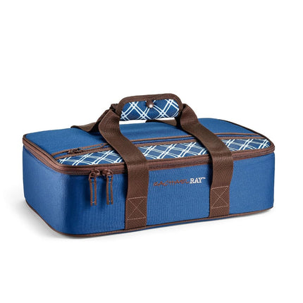 Rachael Ray Lasagna Lugger, Thermal Insulated Casserole Carrier for Hot or Cold Food, Lugger Tote for Pockluck, Parties, Picnic, and Cookouts, Fits 9" x 13" Baking Dish, Navy Plaid