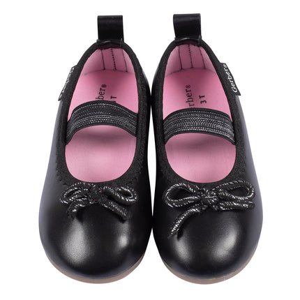 Gerber Unisex-Child Toddler Girls Ballet Flat Crib Shoe, Black, 4 Toddler