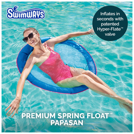 Flotador prémium SwimWays Spring Float Papasan para piscina, hinchable para adultos con inflado rápido para mayores de 15 años, azul cielo