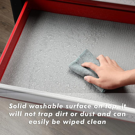 CASOMAN Professional Tool Box and Drawer Liner, Grey, Easy Cut Non-Slip Foam Rubber Toolbox Drawer Liner Mat - Adjustable Thick Cabinet Liners, 18inch (Wide) X 24feet (Long)