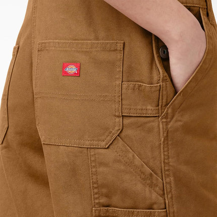 Dickies Women's Denim Bib Overall, Rinsed Brown Duck, X-Large