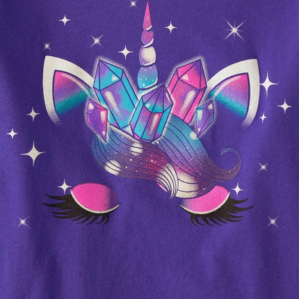 The Children's Place Girls Unicorn Long Sleeve Graphic T-Shirts,Multipacks, Deer/Unicorn Face, Large