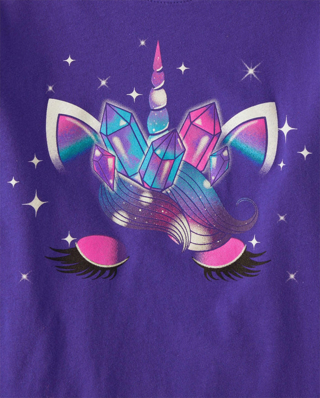 The Children's Place Girls Unicorn Long Sleeve Graphic T-Shirts,Multipacks, Deer/Unicorn Face, Small