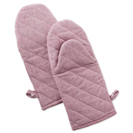 DII 100% Cotton Solid Chambray Kitchen Set, Oven Mitts, Rose, 2 Piece