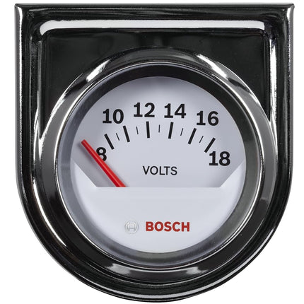 Bosch SP0F000043 Style Line 2" Electrical Voltmeter Gauge (White Dial Face, Chrome Bezel)
