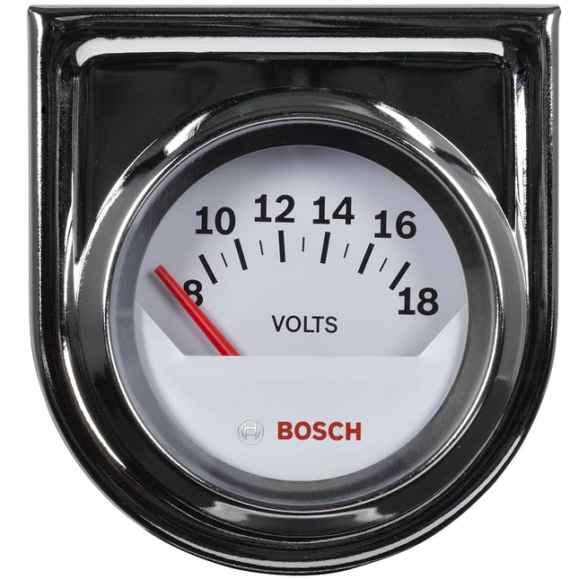 Bosch SP0F000043 Style Line 2" Electrical Voltmeter Gauge (White Dial Face, Chrome Bezel)