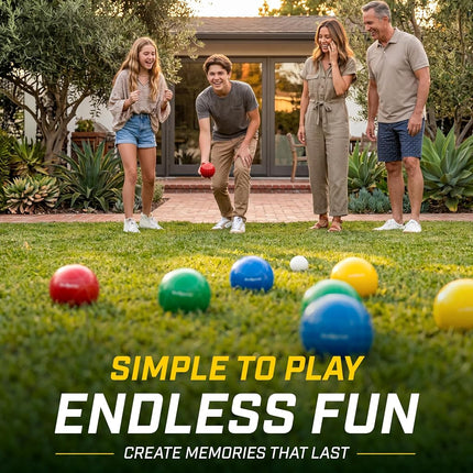 GoSports 90 mm Premium Resin Bocce Ball Set - Outdoor Lawn Game