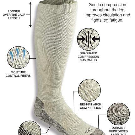 Dickies Men's Light Compression Comfort Over-The-Calf Socks, Available in M-XXL (2, 4 Pairs), Khaki (2 Pairs), Large