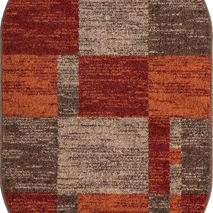 Unique Loom Autumn Collection Checkered Abstract Casual Warm Toned Multi/Dark Brown Oval Rug (3' 3 x 5' 3)