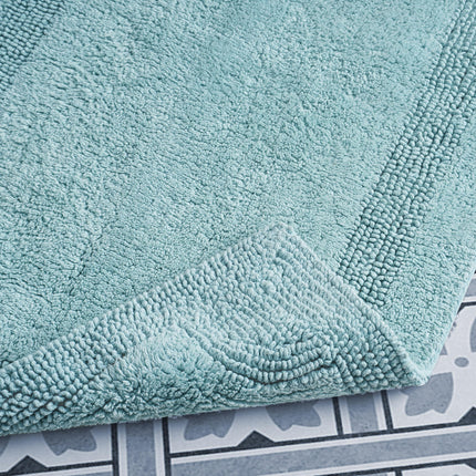 Laura Ashley Bath Rug - Reversible Cotton Bath Mat | Premium Bathroom D�cor | Machine Washable Bathroom Rug |Highly Absorbent | Aqua, 17"x24"/20"x32" 2-Piece Set