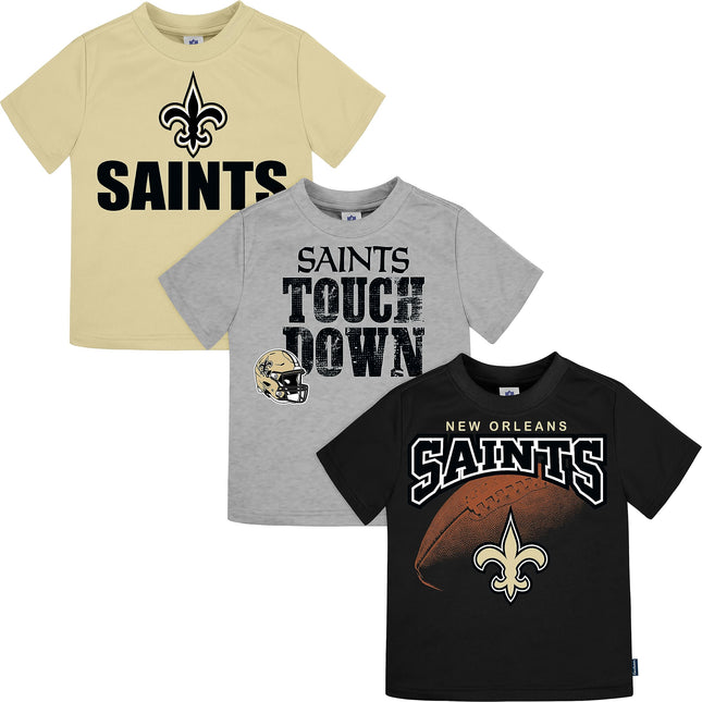 NFL New Orlean Saints 3 Pack Short Sleeve Team Fan Tee Shirt, black/yellow/grey New Orlean Saints New, 12 Months