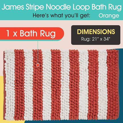 Refinery29 James Striped Noodle Cotton Chenille Bath Rug, 21" x 34", Orange