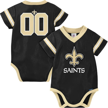 Gerber NFL New Orlean Saints Team Jersey Bodysuit, Black/Gold New Orlean Saints, 0-3 Months