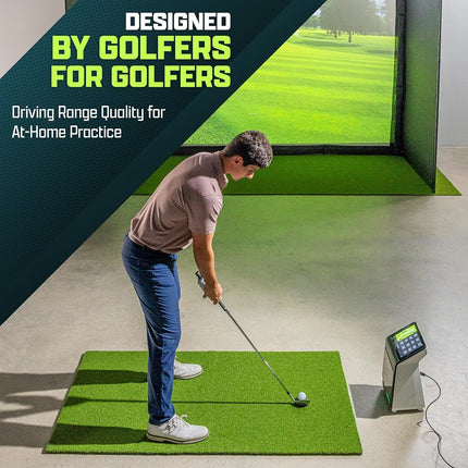 GoSports Golf Hitting Mat - PRO 5 x 4 ft - 15 mm Artificial Turf Training Mat for Indoor/Outdoor Swing Practice, Includes 3 Rubber Tees