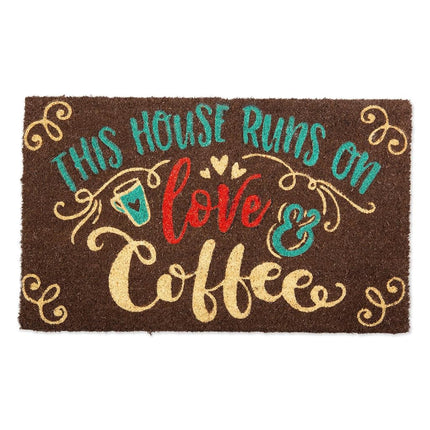 DII CAMZ11129 Indoor/Outdoor Natural Coir Easy Clean PVC Non Slip Backing Entry Way Doormat for Patio, Front, Weather Exterior Doors, 18x30, Love & Coffee