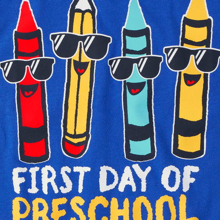 The Children's Place Baby Boys Educational Short Sleeve Graphic T Shirt, First Day of Preschool 3-Pack, 2T