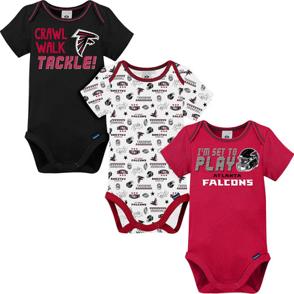 NFL Baby Boys 3 Pack Short Sleeve Bodysuit, red/Bl