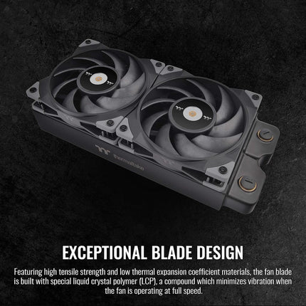 Thermaltake ToughFan 12 High Static Pressure 2000 PWM, Metal-Reinforced Motor Hub, Gen.2 Hydraulic Bearing 120mm Case/Radiator Fan (2 Pack) CL-F082-PL12BL-A
