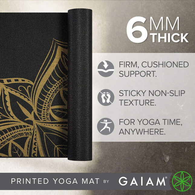 Esterilla de yoga Gaiam - Esterilla de fitness prémium de 6 mm de grosor, antideslizante, para todo tipo de yoga, pilates y ejercicios de suelo