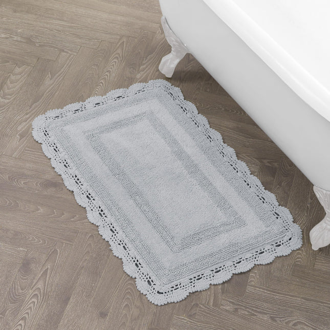 Laura Ashley Crochet Cotton 21x34 Bath Rug, Light 