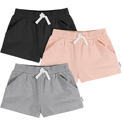 Gerber Baby Girls' 3-Pack Knit Shorts, Grey, 0-3 M