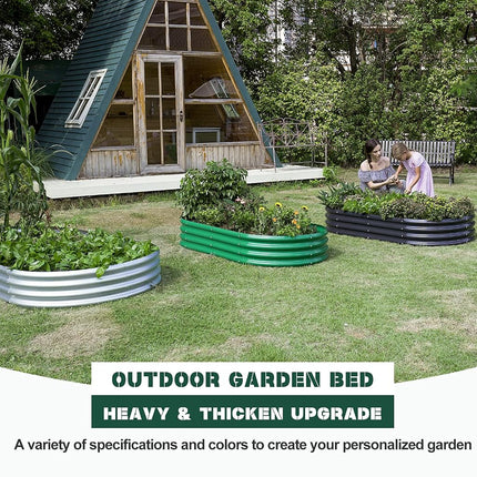 Land Guard Galvanized Raised Garden Bed Kit, Galvanized Planter Garden Boxes Outdoor, Oval Large Metal for Vegetables………