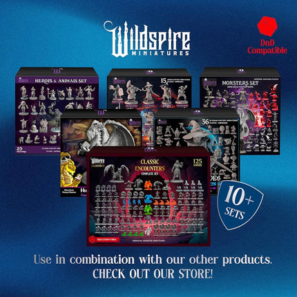Classic Heroes - Mercenary Guild - 51 Paintable Characters for DND Miniatures Bulk I 28mm Dungeons Dragons D&D Miniatures I DND Minis D&D Figures Dungeons Dragons Figures Pathfinder Compatible