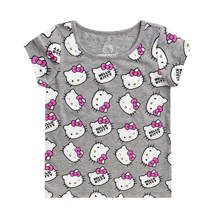 Hello Kitty Sanrio Girls 4 Pack Short Sleeve T-Shirt for Little and Big Kids, Multicolor, 7