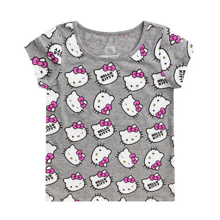 Hello Kitty Sanrio Girls 4 Pack Short Sleeve T-Shirt for Little and Big Kids, Multicolor, 7