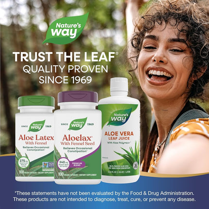 Nature's Way Aloe Lax with Fennel Seed Vegetarian Capsules, 100 Count