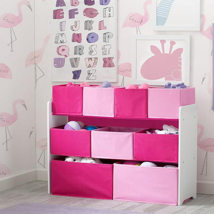 Delta Children Deluxe Multi-Bin Toy Organizer with Storage Bins, White/Pink