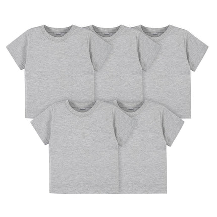 Gerber Baby Toddler 5-Pack Solid Short Sleeve T-Shirts Jersey 160 GSM, Heather Grey, 12 Months