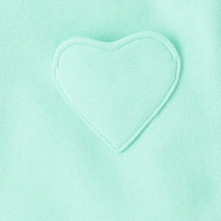 The Children's Place Baby Girls' Long Sleeve Active Shirt and Pant, 2 Piece Outfit, Mint Heart, 4T