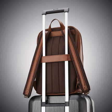 Samsonite Classic Leather Slim Backpack, Cognac, One Size, Classic Leather Slim Backpack