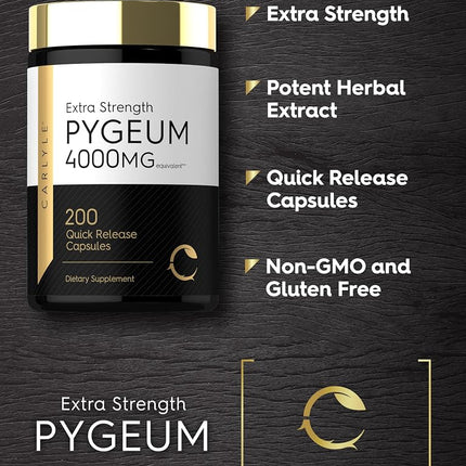Pygeum Africanum Bark 1500 mg 2 x 100 Capsules Twin Pack | High Potency Extract | Supports Prostate Health | Non-GMO, Gluten Free Supplement | by Carlyle