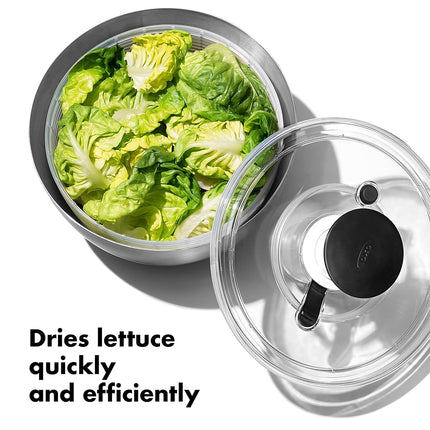 OXO Steel Salad Spinner, Stainless Steel, L