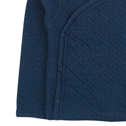 HonestBaby Baby Organic Cotton Matelasse Side-Snap Kimono Top - Blue - Preemie