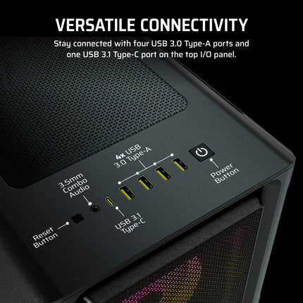 PC de gaming Corsair Vengeance i8200 – Intel® Core™ i9 14900KF refrigerado por líquido – NVIDIA GeForce RTX 5080 GPU – 64GB de memoria DDR5 Dominator Titanium RGB – SSD M.2 de 2TB+2TB – Negro